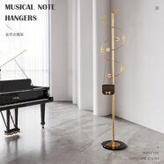 ABDT意式輕奢衣架掛衣架落地臥室家用鐵藝衣服掛架玄關(guān)立式簡(jiǎn)易衣帽架 (音符款)納米金+黑色大理石