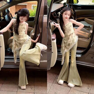 格素凡女童吊帶裙套裝夏裝2025新款洋氣時(shí)尚中大童牛仔喇叭褲兩件套 主圖款 150 建議身高1米45左右