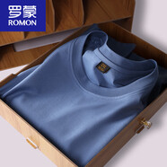 羅蒙（ROMON）液氨絲光棉短袖T恤男夏季新款冰絲涼打底衫黑白色休閑半袖新品 SG01-藍色 3XL (適合160-180斤穿著)