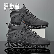 漫步者籃球鞋男鞋夏季款2025新款軟底鏤空增高時(shí)尚高幫運(yùn)動(dòng)鞋 灰色 39
