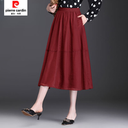 皮爾卡丹歐根紗春夏半身裙高腰長(cháng)裙a字奶系復古文藝松緊腰顯瘦裙子 紅色 M 105斤內