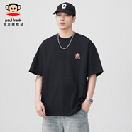 大嘴猴男士純棉休閑短袖T恤春夏季新款美式潮牌圓領(lǐng)寬松百搭男裝打底衫 黑色Z8112D【官方正品】 M 【建議100-120斤】