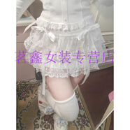 QIXIAO白色雷蕾絲蛋糕短裙芭蕾高腰網(wǎng)紗蓬蓬裙半身裙下身群孑仙女 白色 S