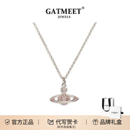 GATMEET珍珠項(xiàng)鏈回形針土星歐陽娜娜明星同款情人節(jié)520禮物送女友老婆 銀粉鉆鉚釘項(xiàng)鏈