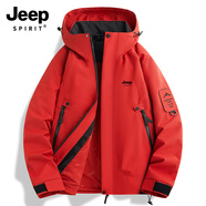 JEEP SPIRIT吉普深紫色沖鋒衣外套女款單層薄款防風(fēng)防水情侶運動工裝夾克 桔紅 【男女同款單外套】 M