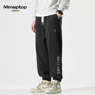 MMOPTOP搖粒絨長(zhǎng)褲男士秋冬季美式保暖加絨加厚束腳休閑褲K379黑色XL