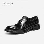 dreambox鈞博vibram高檔馬臀皮布洛克休閑皮鞋秋季新款手工固特異男士皮鞋 黑色 45