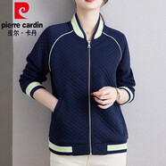皮爾卡丹（pierre cardin）棒球針織開衫小外套女士短款春秋季2025年新款時尚小香風夾克上衣 湖藍 M