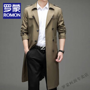 羅蒙（ROMON）春秋季新款商務(wù)休閑風(fēng)衣男士長款西裝領(lǐng)大衣時尚潮流英倫風(fēng)外套 卡其 XL (180)