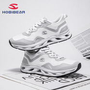 HOBIBEAR男鞋運(yùn)動(dòng)鞋輕量緩震2025春季新款網(wǎng)面透氣跑鞋男士鞋子 白色 40
