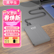 黑甲蟲 高速移動(dòng)硬盤USB3.0快速傳輸支持手機(jī)安全可加密備份個(gè)性定制小巧便攜式 時(shí)尚灰（K-Pro）+硬殼包 80GB