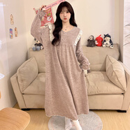 另約睡裙女春秋長(cháng)袖日系甜美小香風(fēng)睡衣可外穿寬松孕婦夏天薄款家居服 4021HO 蕾絲蝴蝶結裙 洋紅紫 M