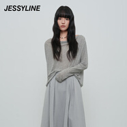 JESSYLINE2025春季專柜款 杰茜萊純色寬松百搭上衣女 512101155 灰色 S