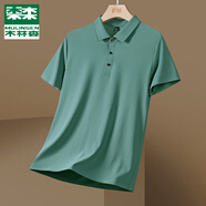 木林森（MULINSEN）運(yùn)動T恤男夏季簡約百搭透氣純色POLO衫修身輕商務(wù)經(jīng)典休閑短袖T恤 海綠色 4XL