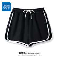 真維斯（JEANSWEST）運(yùn)動(dòng)包邊撞色短褲女款夏季2025新款辣妹熱褲a字型百搭休閑褲子女 黑色 純色 L
