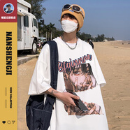 楠笙記日系動漫t恤男夏季潮牌嘻哈美式hiphop七分袖衣服大碼fog高街 白色 2XL