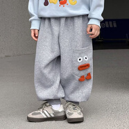 ABC KIDS兒童褲子男童運動褲春秋款2025男寶休閑衛(wèi)褲寬松束腳褲子 花灰 100