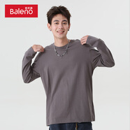 班尼路春秋款長(cháng)袖T恤男士舒適親膚純棉圓領(lǐng)上衣寬松簡(jiǎn)約純色百搭打底衫 【100%純棉】-中灰#純色 L
