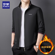 羅蒙（ROMON）外套夾克男士潮流時(shí)尚商務(wù)休閑棒球服立領(lǐng)上衣男裝KJ11黑加絨XL