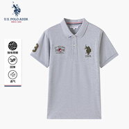 U.S. POLO ASSN.polo衫男夏季翻領(lǐng)t恤男短袖男士高端polo半袖男 淺灰色 L
