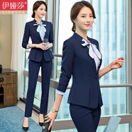 伊婭莎小西裝外套女時(shí)尚職業(yè)西服套裝氣質(zhì)通勤正裝女經(jīng)理前臺(tái)接待工作服 藍(lán)色單件外套 XL 建議110-120斤