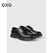 GXG男鞋英倫風(fēng)德比工裝低幫馬丁靴黑色圓頭增高大頭休閑皮鞋 黑色 39