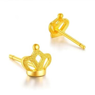 KZD小耳釘高顏值花朵蝴蝶結耳飾小眾時(shí)尚百搭 小皇冠  1字針  約0.8g