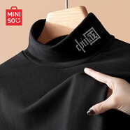 名創(chuàng  )優(yōu)品（MINISO）德絨打底衫男潮牌ins休閑百搭大碼男士長(cháng)袖t恤秋冬新款半高領(lǐng)秋衣 黑色(世紀國左領(lǐng)標） 3XL (體重180-205斤左右)