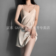 GAFNA CAEL高奢帶胸墊性感冰絲睡衣女士吊帶仿真絲情趣睡裙睡袍夏季薄款套裝 香檳色單件吊帶【帶胸墊】 L 【適合95-115斤】
