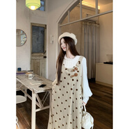 劉潮布毛呢背心裙冬季韓系波點(diǎn)毛呢無(wú)袖背心連衣裙女秋冬2024新款小個(gè)子 打底衫 M