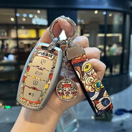 一賓適用歐拉5鑰匙套好貓芭蕾閃電貓黑貓白貓車(chē)長(cháng)城GT車(chē)高檔殼扣女士 A款【八方來(lái)財】+皮帶扣+元素標