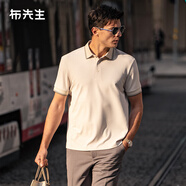 布先生專利領(lǐng)立體精致撞色短袖POLO夏季透氣商務(wù)T恤 白釉杏  L (175) 