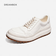 dreambox鈞博老爹鞋vibram防滑耐磨厚底增高男士高檔馬皮休閑皮鞋 白色 38
