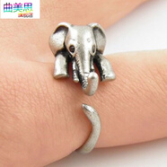 曲美思大象活口戒指男士歐美女式卡通老鼠動(dòng)物外形電鍍合金復古創(chuàng  )意 大象動(dòng)物戒指 開(kāi)口可調節盒子包裝