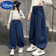 迪士尼（DISNEY）女童春秋牛仔褲2025新款洋氣中大童韓版女童春秋長(cháng)褲兒童牛仔褲潮 NBX仿天絲束腳牛仔褲 170