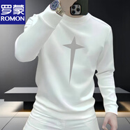 羅蒙歐洲站潮牌時(shí)尚下墜星星印花衛衣男士修身長(cháng)袖T恤圓領(lǐng)白色內搭男 白色 M 101-120斤