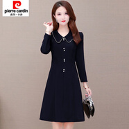 皮爾卡丹（pierre cardin）娃娃領(lǐng)連衣裙女時(shí)尚秋冬季新款洋氣減齡顯瘦氣質(zhì)打底裙子 黑色 100斤內 M