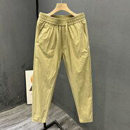 胖東來 DL高端棉質(zhì)休閑褲男士寬松哈倫褲感褲子夏季薄款工裝褲潮牌長褲卡其XL 130-145斤