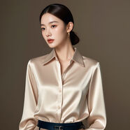 矜持范2025秋季新款高級(jí)感職業(yè)緞面紫色襯衫女長(zhǎng)袖正裝時(shí)尚通勤氣質(zhì)襯衣 香檳色 M 95-105斤