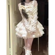 天啟世紀法式甜美獨特超好看開(kāi)衫外套蓬蓬蛋糕連衣裙兩件套小個(gè)子秋冬穿搭 單件連衣裙 【配蝴蝶結】 S