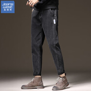 真維斯九分牛仔褲男2025秋季直筒修身小腳彈力加絨休閑褲子男士 QD-866黑色常規 32 135-145斤