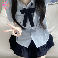 JAVC2025年JK制服裙子套裝夏季短裙白色襯衫日系學(xué)院風(fēng)藍色百褶裙女夏 藍色襯衫【單件】 2XL 125-135斤