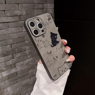 麥煥 適用蘋果16promax手機(jī)殼情侶iPhone16/15pro保護(hù)套可愛卡通動(dòng)漫13/14/15promax硅膠皮紋網(wǎng)紅軟殼 【貓咪魚骨頭-灰色】 蘋果13