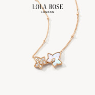LOLA ROSE羅拉玫瑰ivy常青藤系列新款雙葉寶石女士項鏈輕奢生日禮物送女友 雙葉常青藤項鏈-白母貝/鋯石