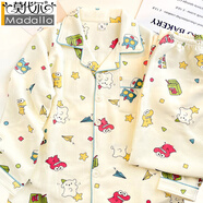 莫代爾卡通蠟筆小新情侶睡衣秋冬空氣棉加厚可愛(ài)套裝韓國夾棉男女家居服 【加厚空氣棉】綠袋小新 男款-2XL碼