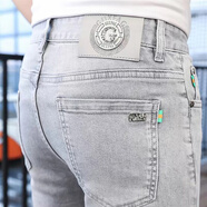 牧植高檔牛仔褲男士商務(wù)休閑褲新款潮流百搭歐貨修身小直筒長(cháng)褲子男褲 淺灰色 HC-298 28