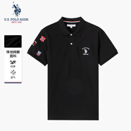 U.S.POLO ASSN.polo衫男商務(wù)休閑夏季透氣半袖男士翻領(lǐng)t恤男短袖男 黑色 XL