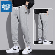 真維斯（JEANSWEST）運(yùn)動(dòng)衛(wèi)褲男款2025秋冬新款男士寬松束腳加絨哈倫褲休閑褲子男秋款 668淺灰常規(guī) XL