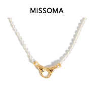 MISSOMA玫瑰同款式珍珠母貝手拉手項鏈串珠同款鎖骨鏈女項鏈情人節送女友 金色