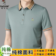 啄木鳥(niǎo)純棉男士短袖t恤夏季新款中年半袖大碼翻領(lǐng)寬松高檔商務(wù)polo衫男 99-19綠色 S 165推薦100--120斤